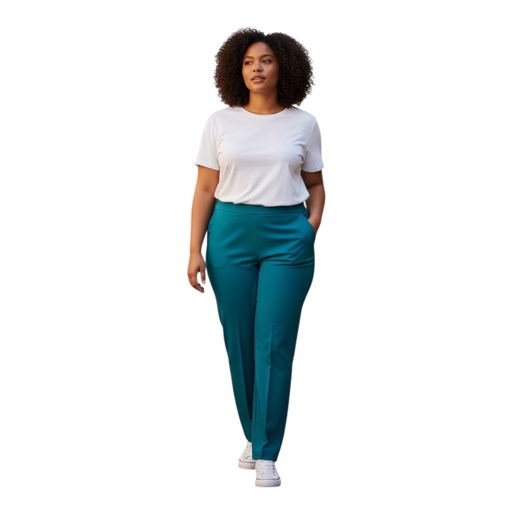 Simply Emma Womens Plus Teal Blue Millennium Pants Size‎ 24W